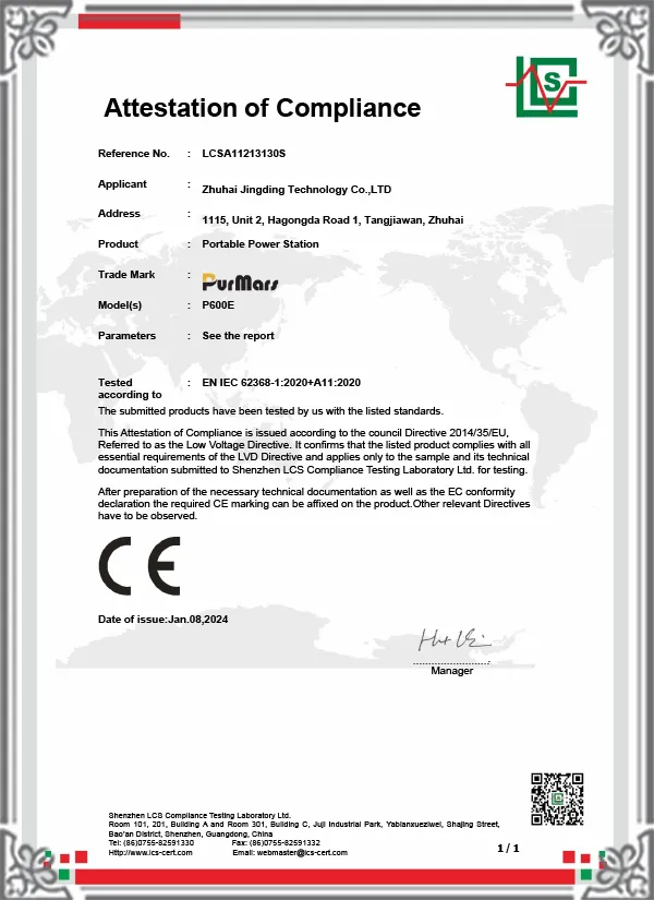 LCSA11213130S-LVD Certificado