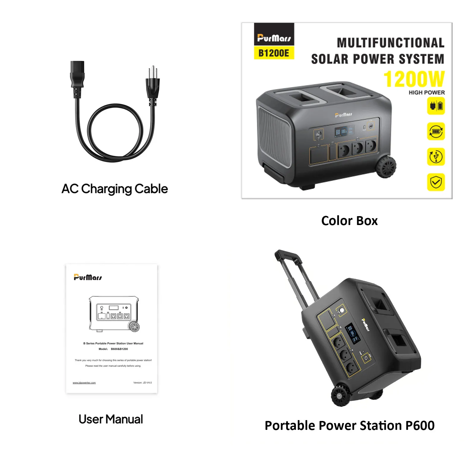 Estación de energía portátil B1200A/E|1200W|Asas y ruedas|Aplicación inteligente