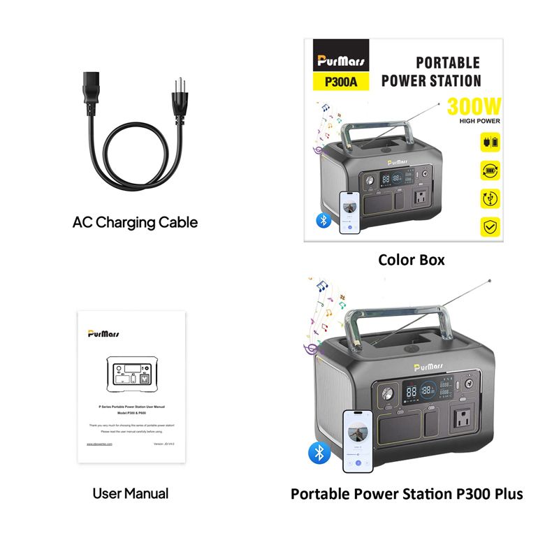 Estación de energía portátil P300 plus|300W|compresor& Termómetro