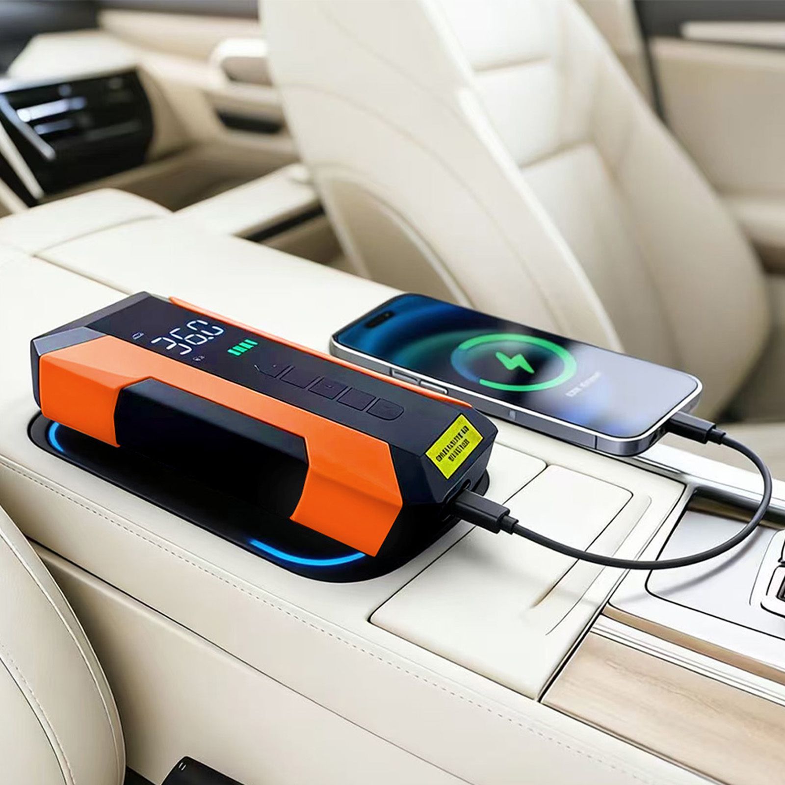 2 en 1 Arrancador de emergencia y Inflador de neumáticos