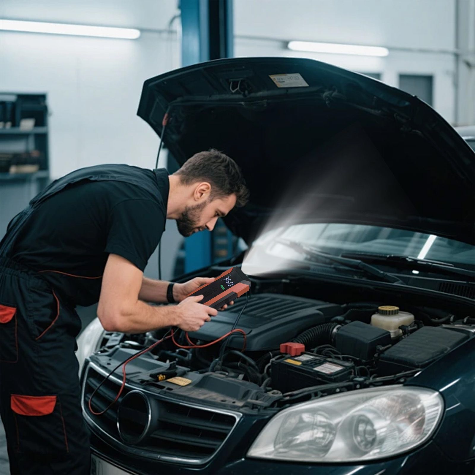 2 en 1 Arrancador de emergencia y Inflador de neumáticos