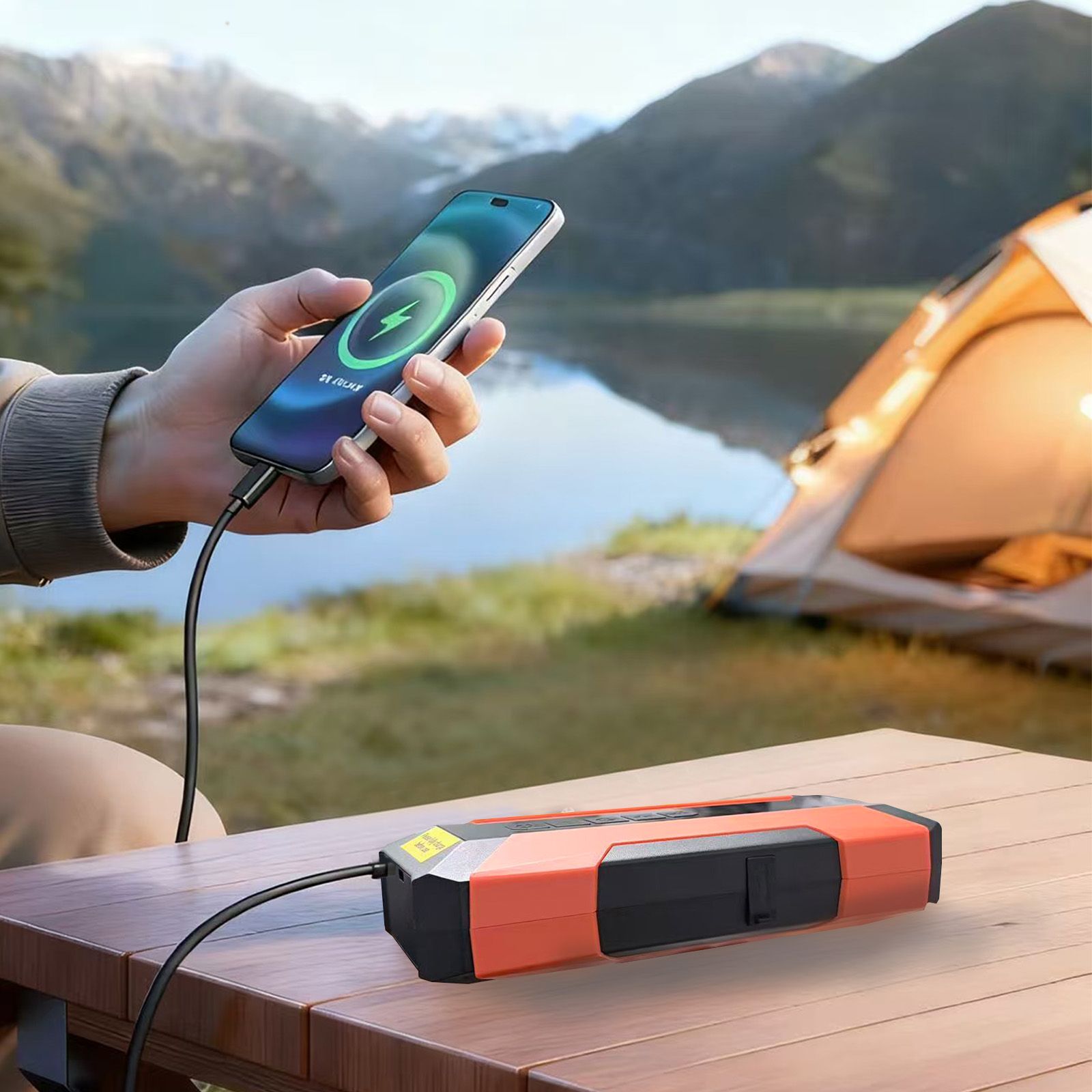 2 en 1 Arrancador de emergencia y Inflador de neumáticos