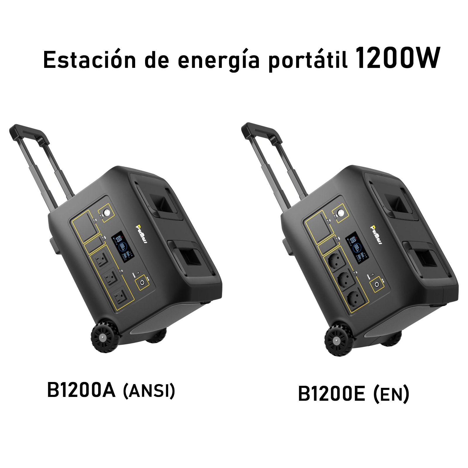 Estación de energía portátil B1200A/E|1200W|Asas y ruedas|Aplicación inteligente