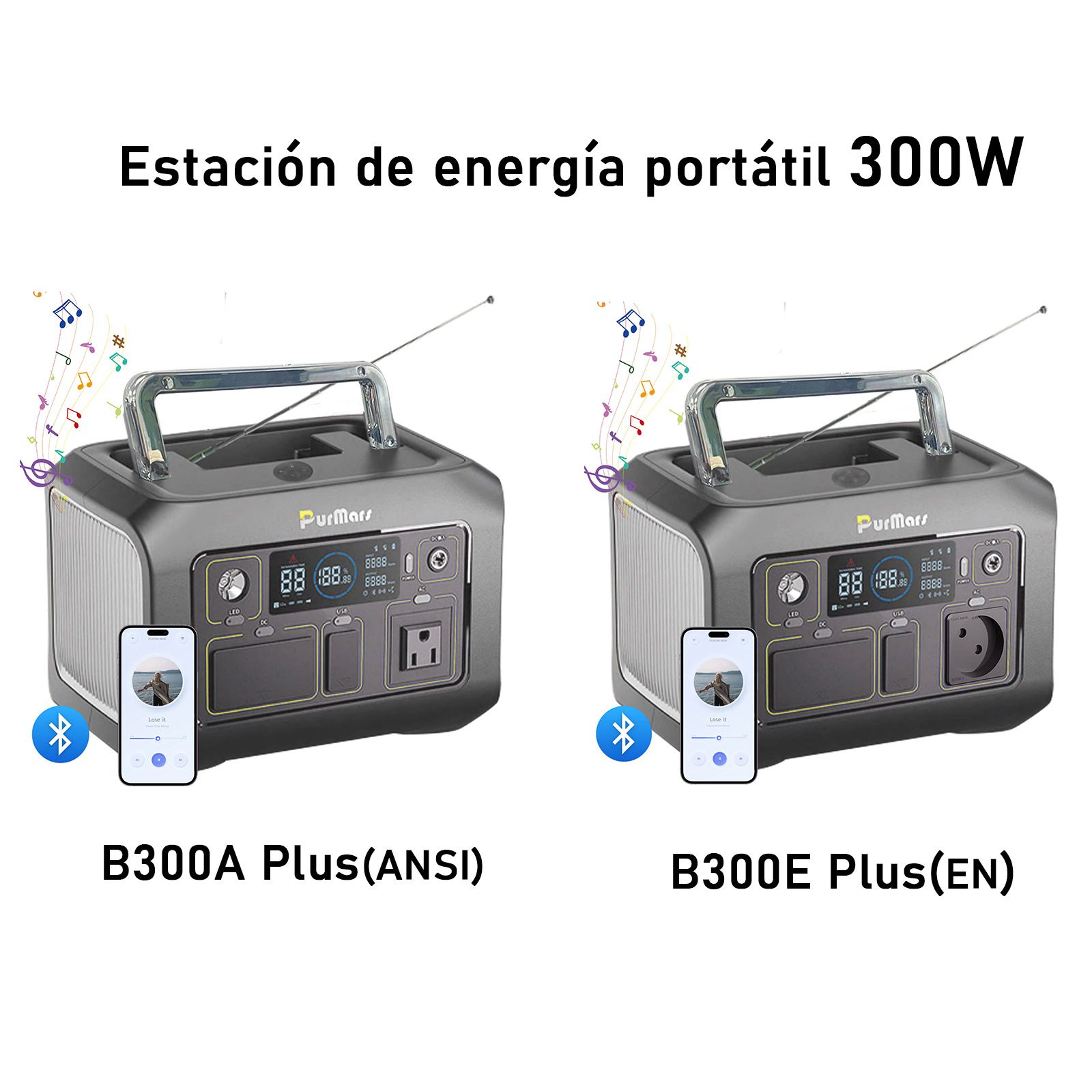 Estación de energía portátil P300A/E plus|300W|compresor& Termómetro